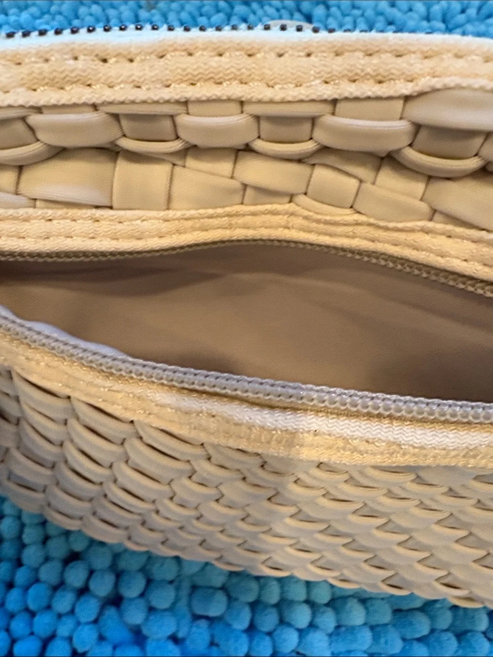 Parker & Hyde Cream Woven Crossbody Bag with Adjustable Strap